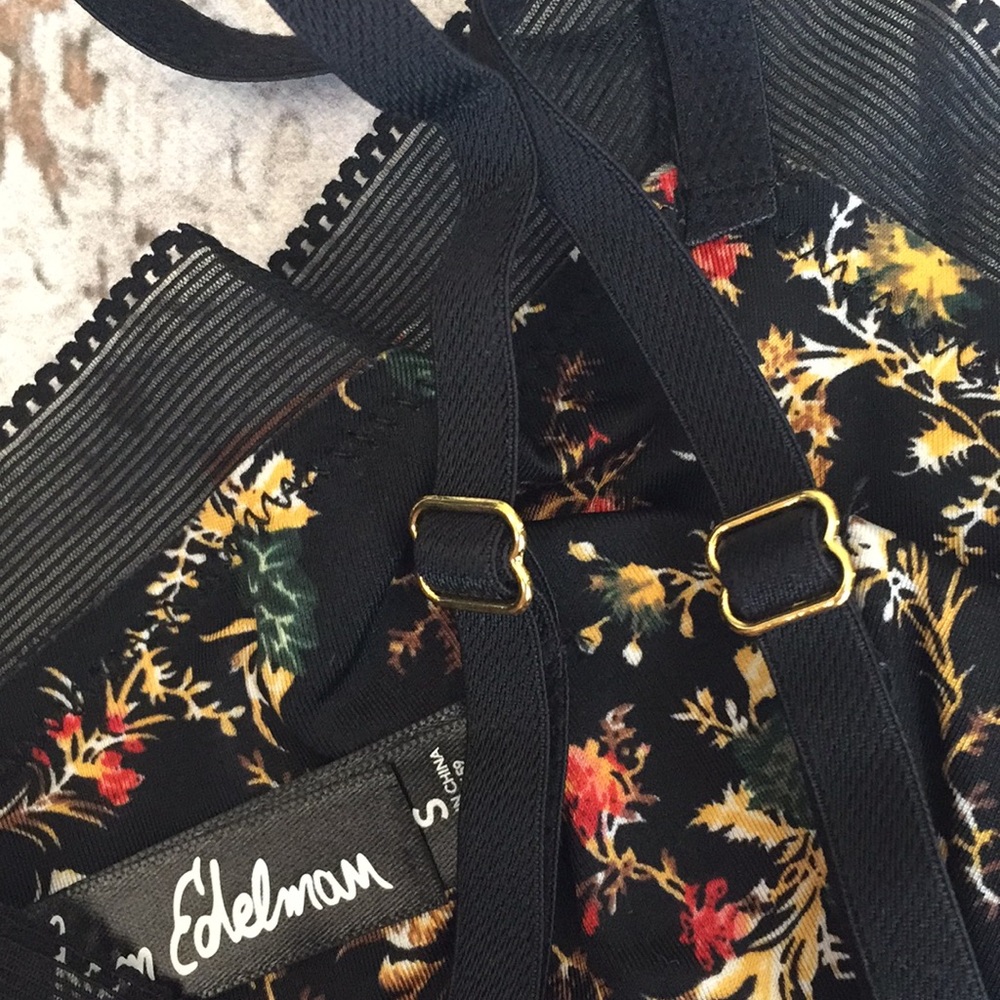 NWT- Sam Edelman Black Floral Bralette - Sz S - Picture 5 of 9